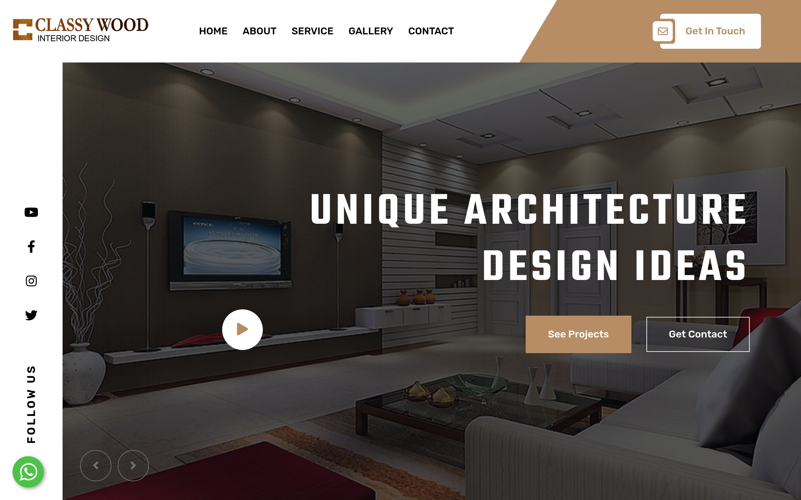 Classy Wood Interior Homepage Screenshot